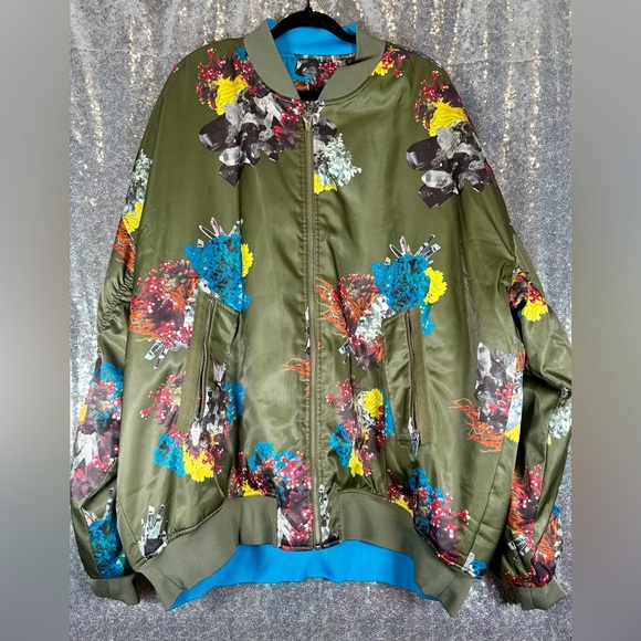 Reversible Adidas X Ivy Park Satin Bomber Jacket fit on M or L - Picture 9 of 10